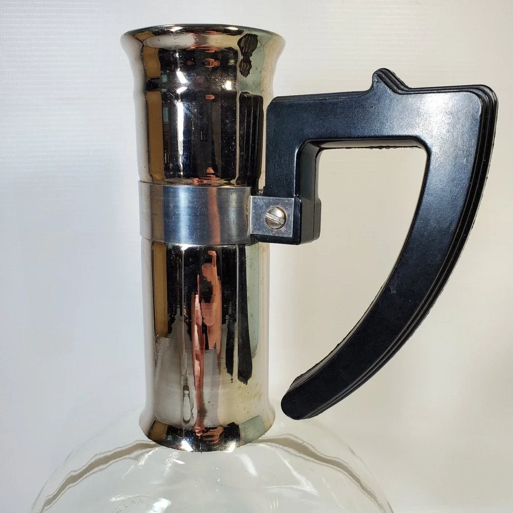 Inland XXX Coffee Carafe Warming Stand Cork Stopper Hand Blown Glass 16 Cup Vtg